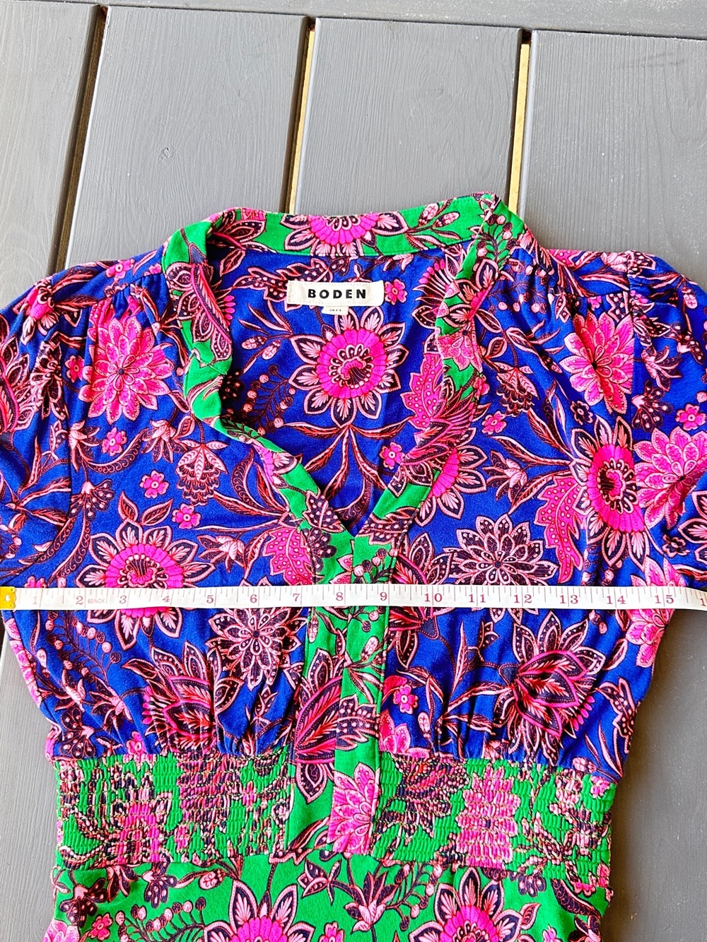 Boden Ivy Smocked Midi Dress Sz 2 - Picture 4 of 7